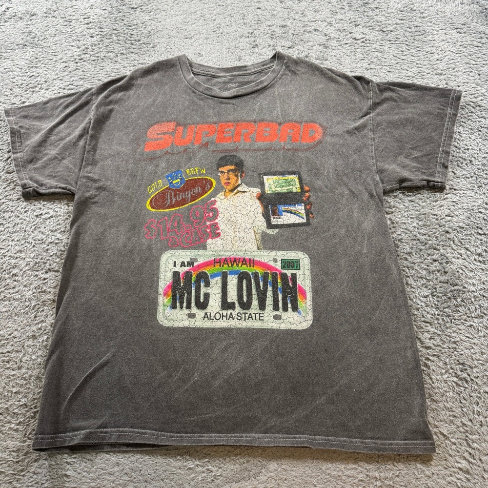 Philcos Superbad McLovin T Shirt Mens Medium Faded Black Distressed Movie Tee